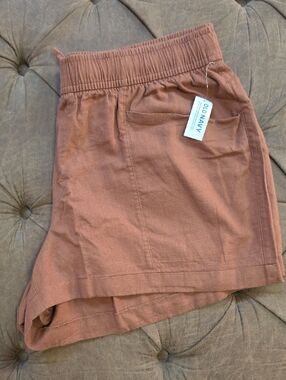 High Waist Linen Blend Shorts